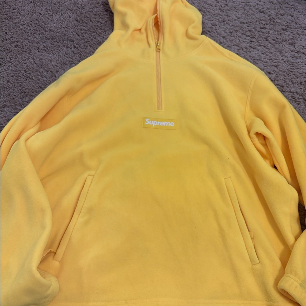 Supreme Men's Zip Up Sweater in Bright Yellow